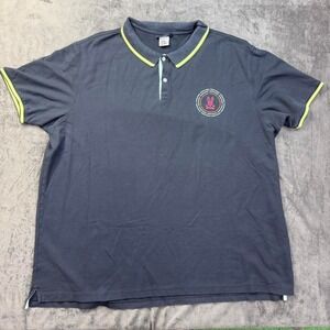 Psycho Bunny Navy Blue Tipped Polo Circle Logo Embroidered XLT 5